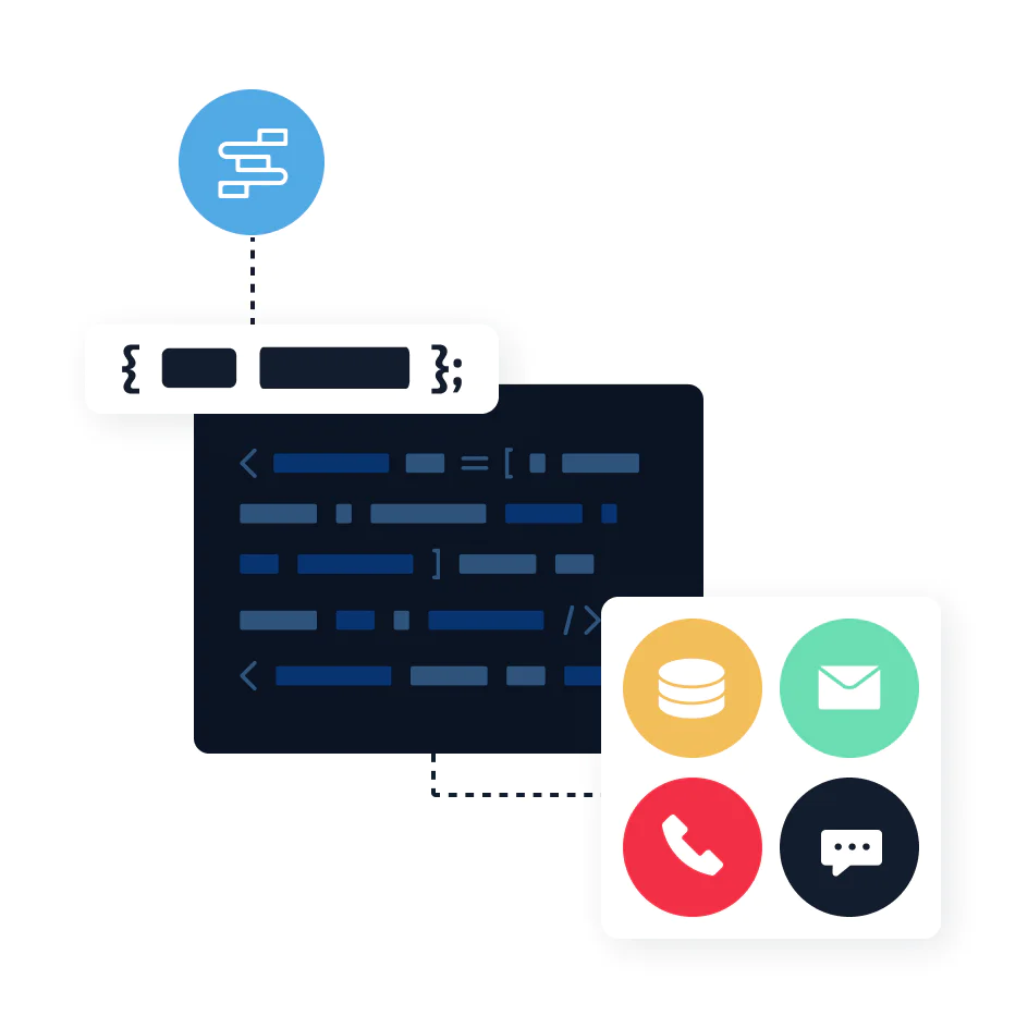 Studio being connected to Functions that will lead to different actions such as messaging and calls Studio being connected to Functions that will lead to different actions such as messaging and calls